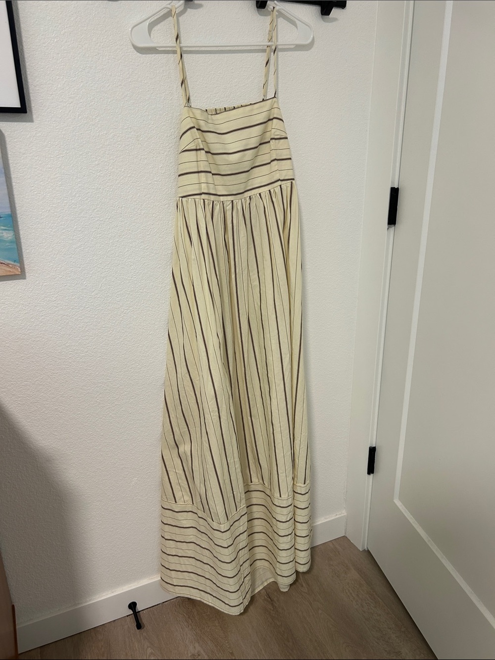 Petal & Pup Cream Dress with Brown Stripes
